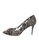Oscar de la Renta Mesh Beaded Accents Pumps