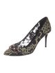 Oscar de la Renta Mesh Beaded Accents Pumps