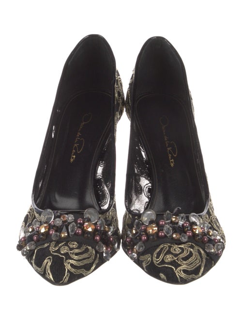 Oscar de la Renta Mesh Beaded Accents Pumps