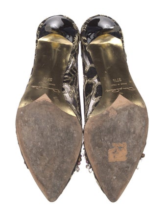 Oscar de la Renta Mesh Beaded Accents Pumps