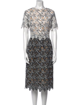 Oscar de la Renta Printed Midi Length Dress