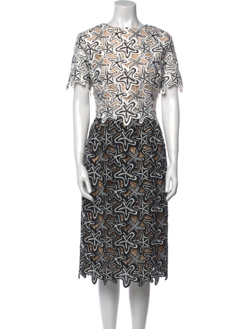 Oscar de la Renta Printed Midi Length Dress