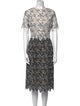 Oscar de la Renta Printed Midi Length Dress