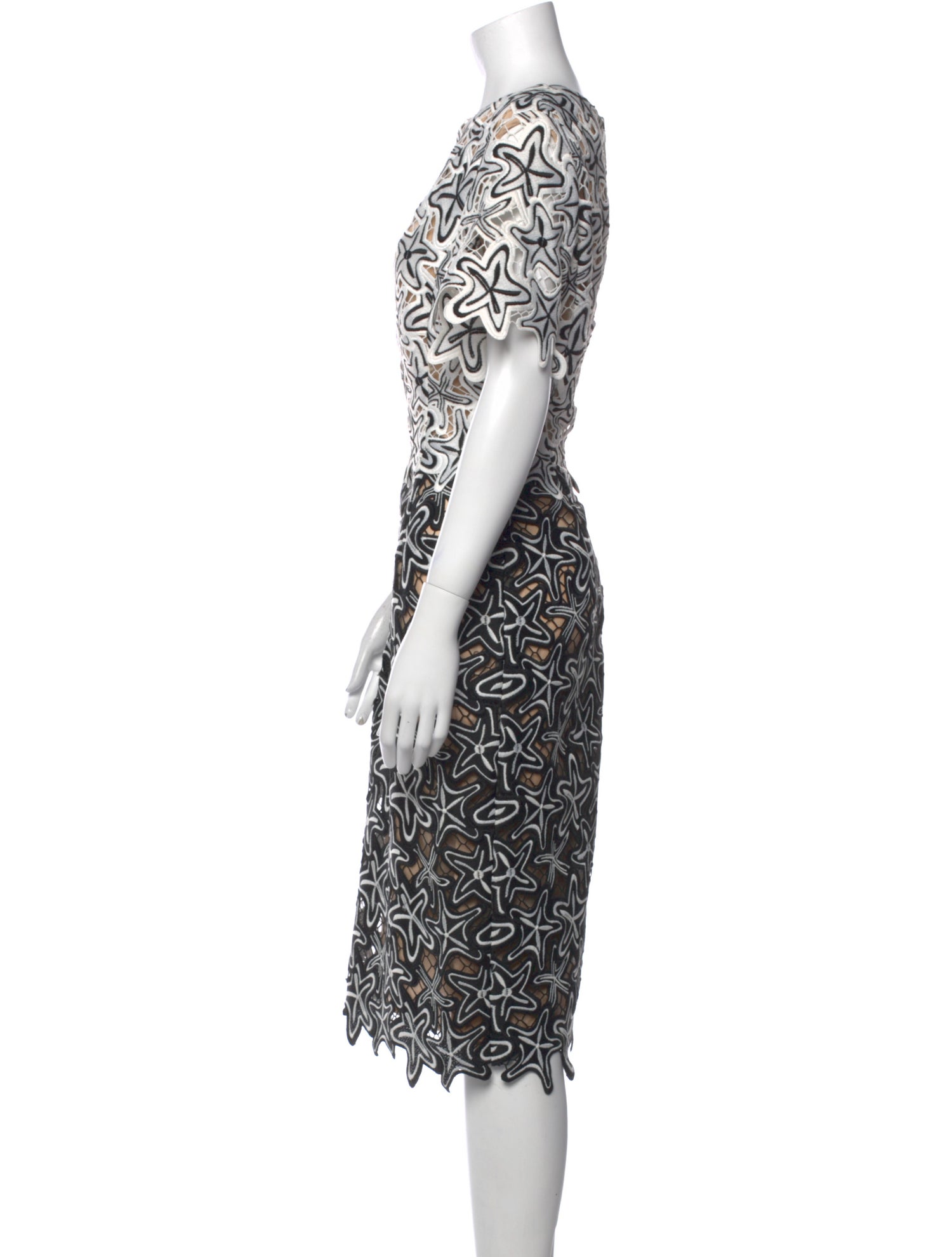 Oscar de la Renta Printed Midi Length Dress
