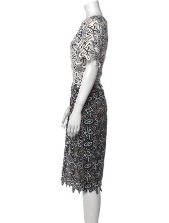 Oscar de la Renta Printed Midi Length Dress