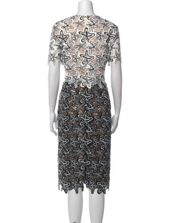 Oscar de la Renta Printed Midi Length Dress