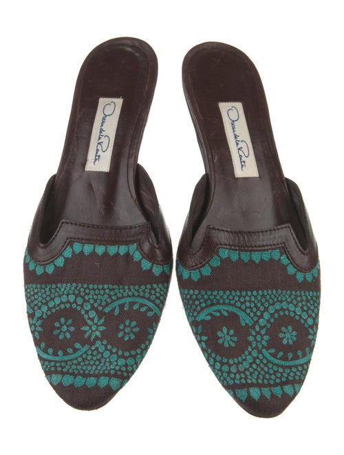 Oscar de la Renta Canvas Printed Mules