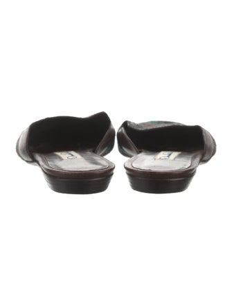 Oscar de la Renta Canvas Printed Mules