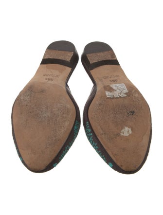 Oscar de la Renta Canvas Printed Mules