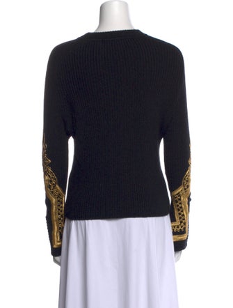 Oscar de la Renta Merino Wool Printed Top