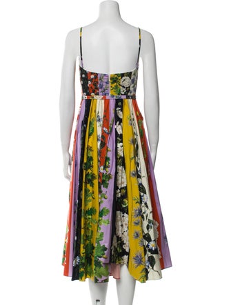 Oscar de la Renta Floral Print Midi Length Dress