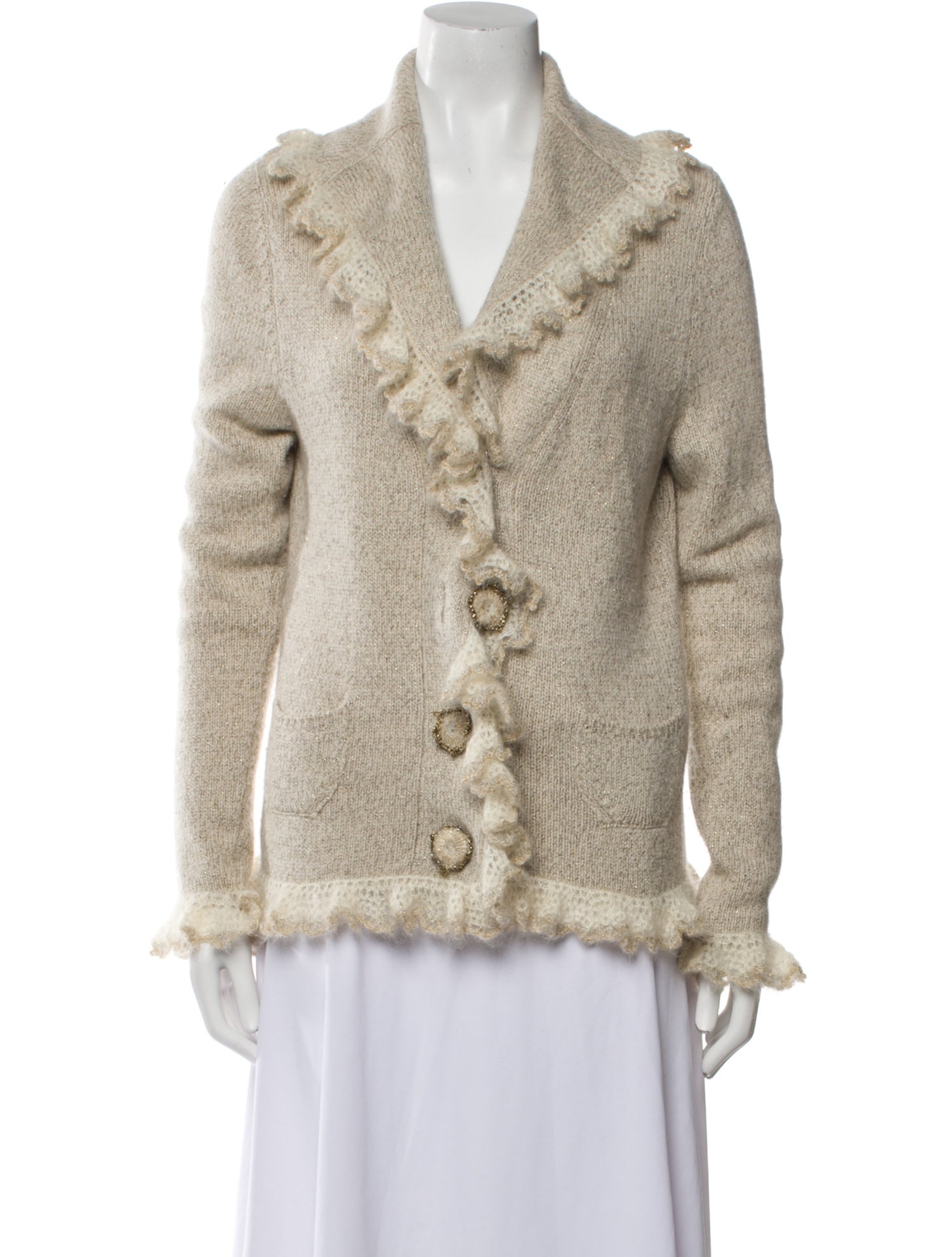 Oscar de la Renta Wool V-Neck Sweater