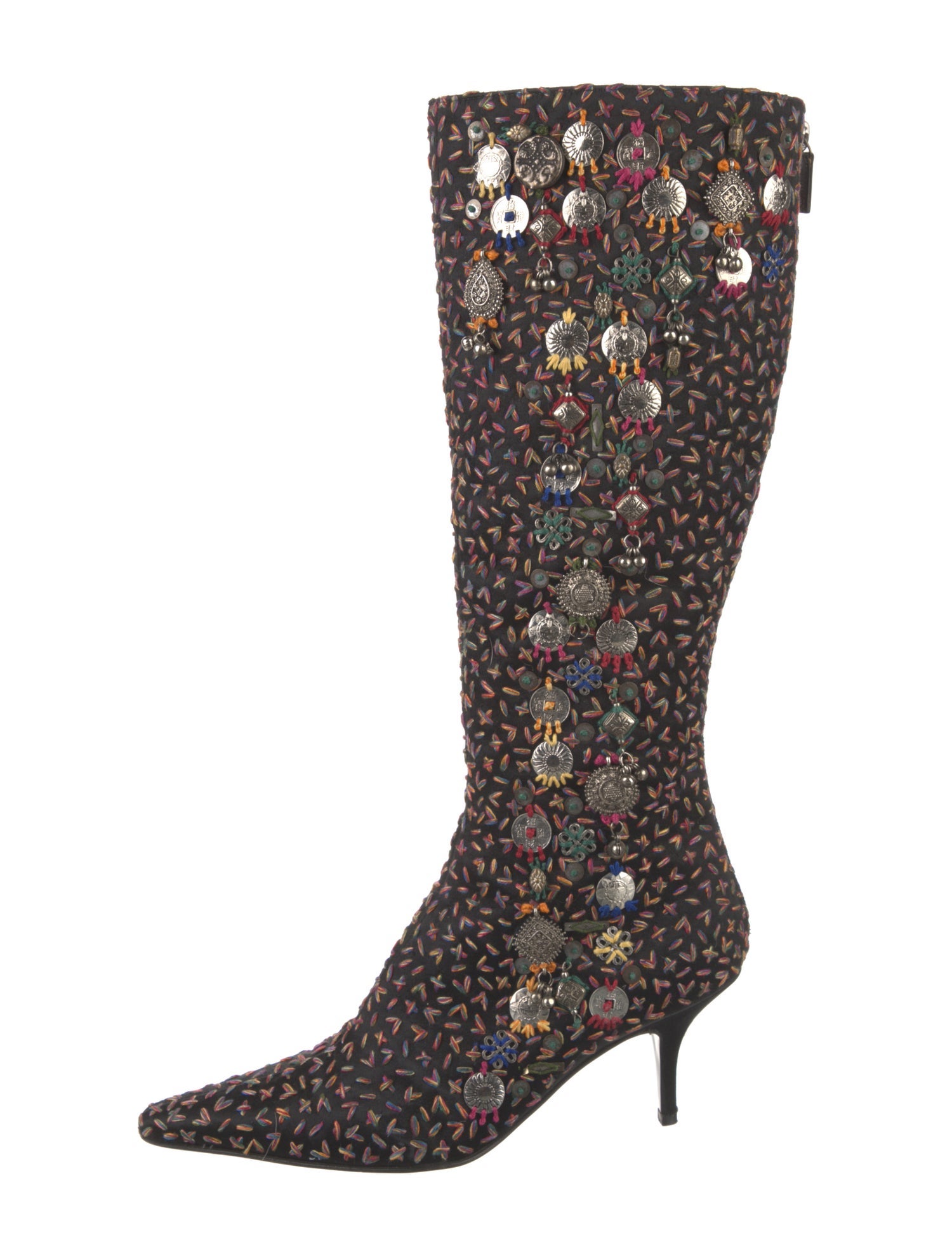 Oscar de la Renta Printed Studded Accents Boots