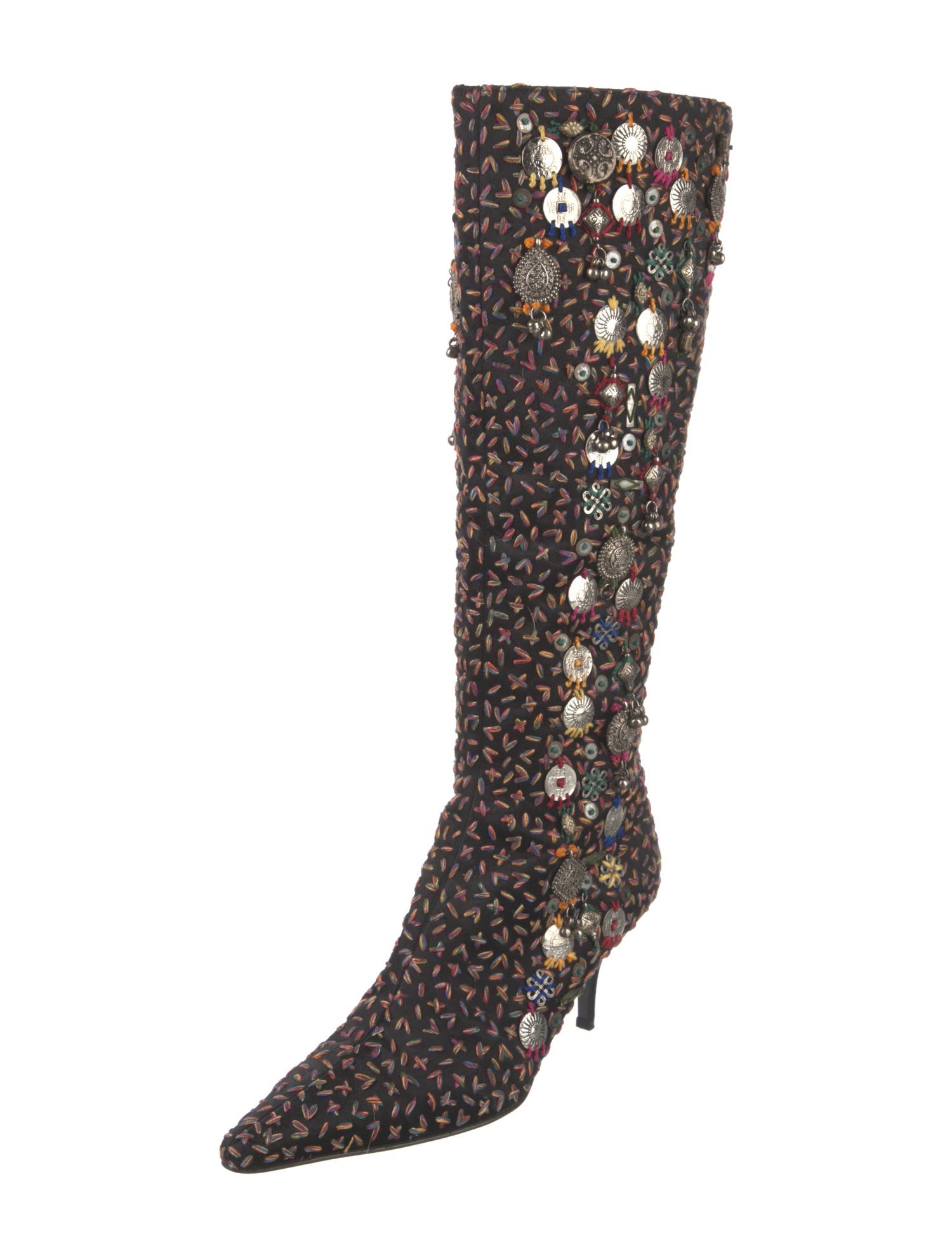 Oscar de la Renta Printed Studded Accents Boots