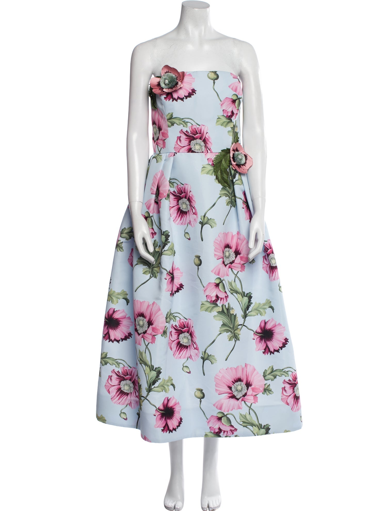 Oscar de la Renta Floral Print Midi Length Dress