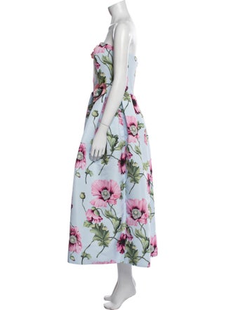 Oscar de la Renta Floral Print Midi Length Dress