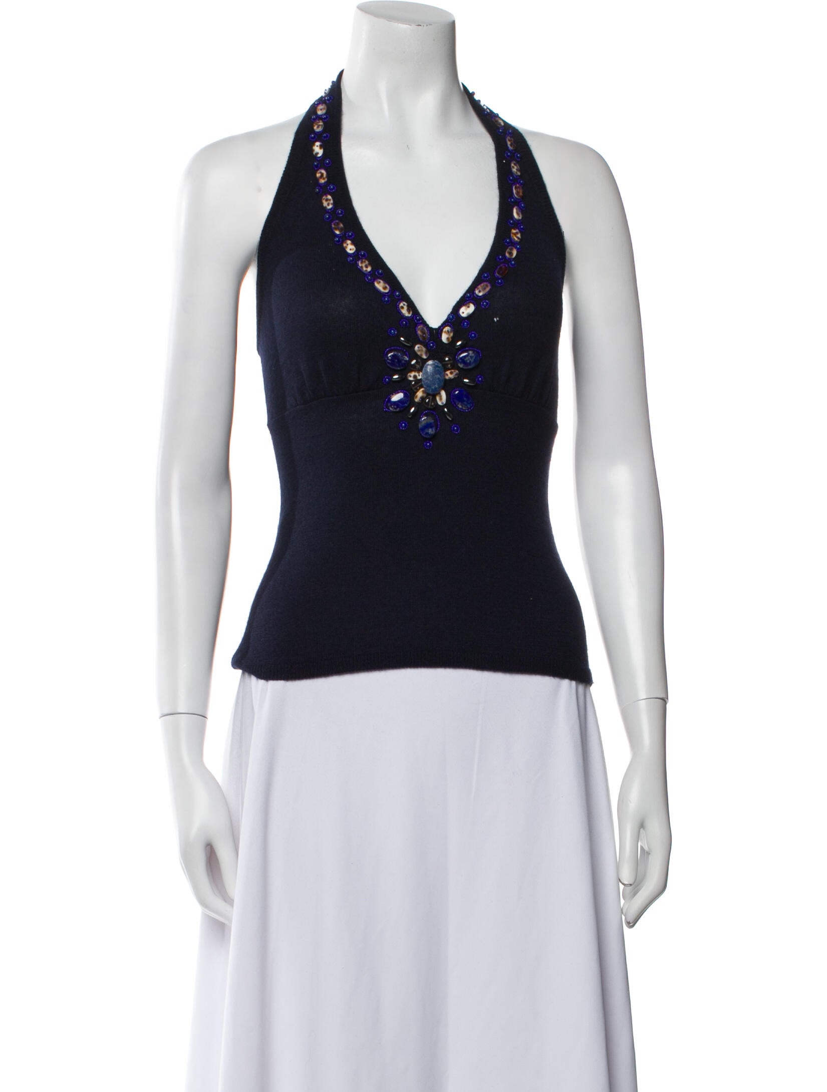 Oscar de la Renta Cashmere Halterneck Top