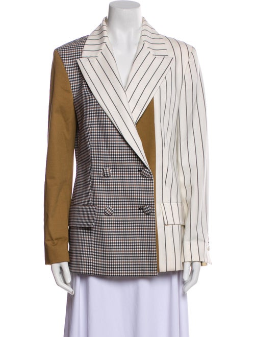 Oscar de la Renta Virgin Wool Plaid Print Blazer