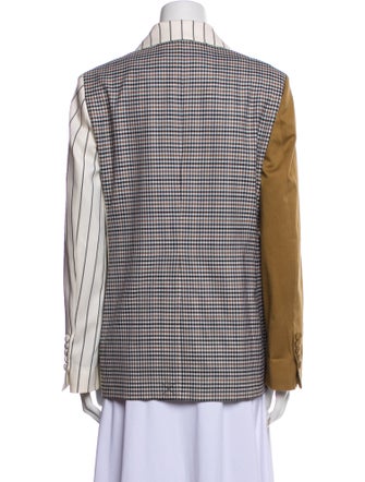 Oscar de la Renta Virgin Wool Plaid Print Blazer