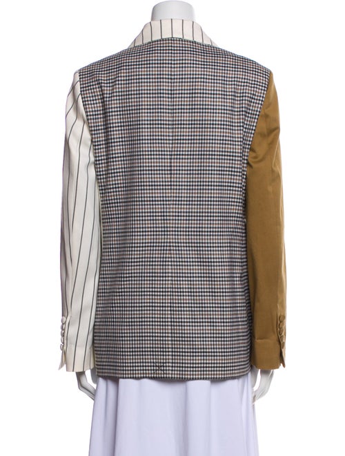 Oscar de la Renta Virgin Wool Plaid Print Blazer