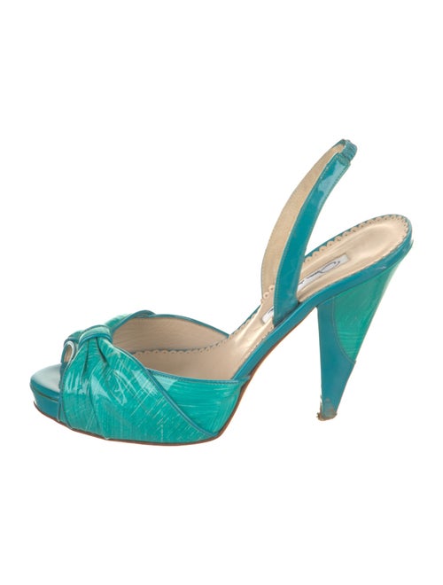 Oscar de la Renta Patent Leather Slingback Sandals