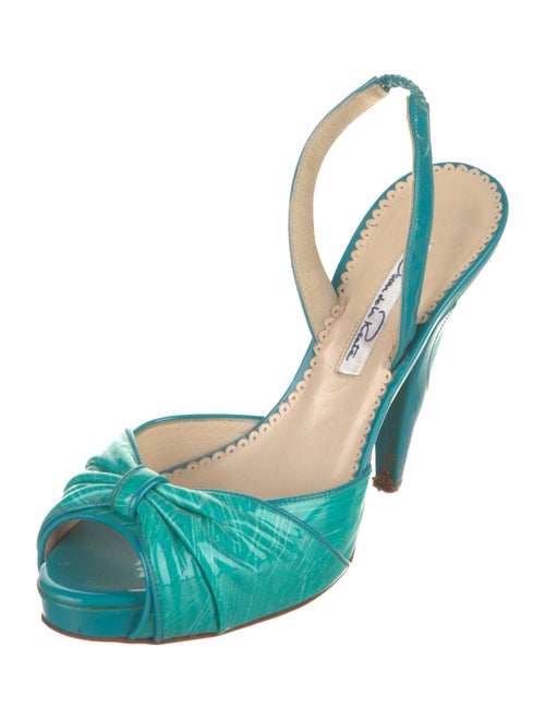 Oscar de la Renta Patent Leather Slingback Sandals