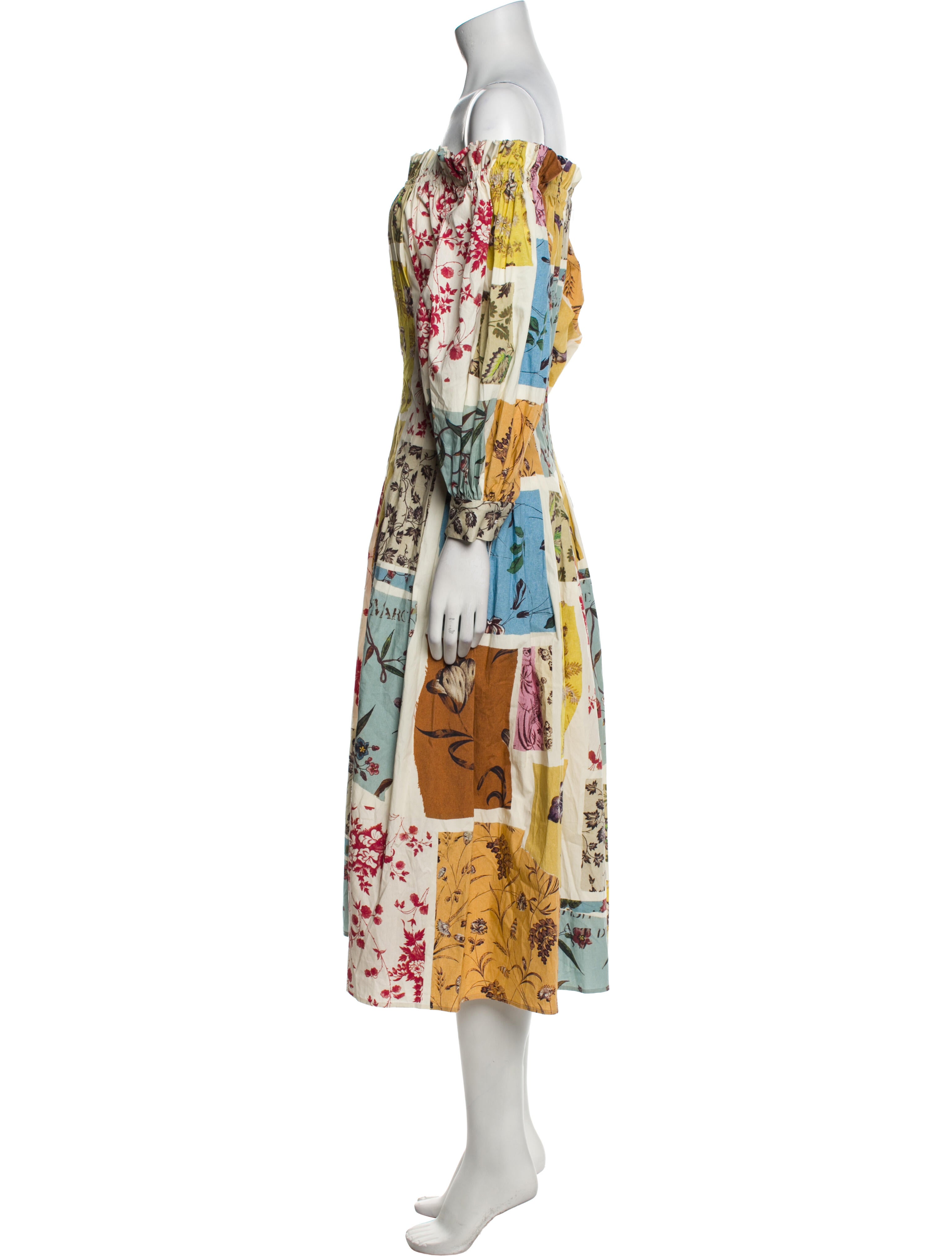 Oscar de la Renta Printed Midi Length Dress