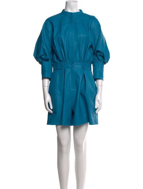 Oscar de la Renta Lamb Leather Mock Neck Romper
