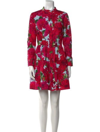 Oscar de la Renta Floral Print Mock Neck Tunic