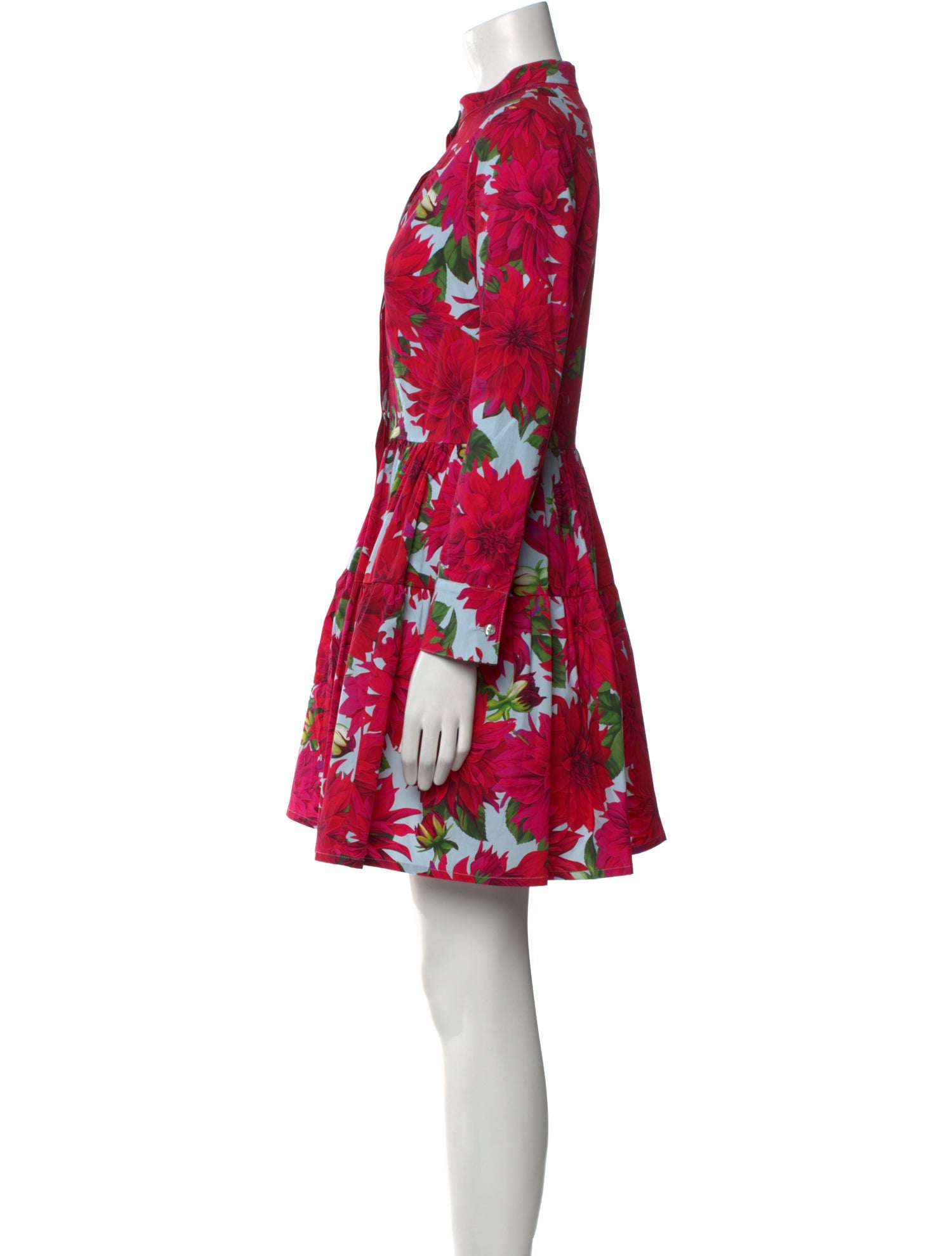 Oscar de la Renta Floral Print Mock Neck Tunic