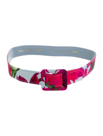 Oscar de la Renta Nylon Leather Trim Embellishment Waist Belt