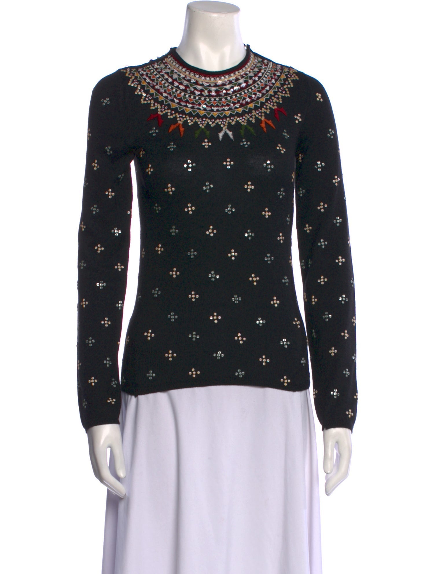 Oscar de la Renta Cashmere Printed Sweater