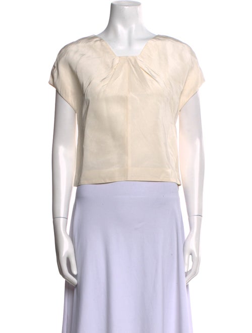 Oscar de la Renta Silk V-Neck Crop Top