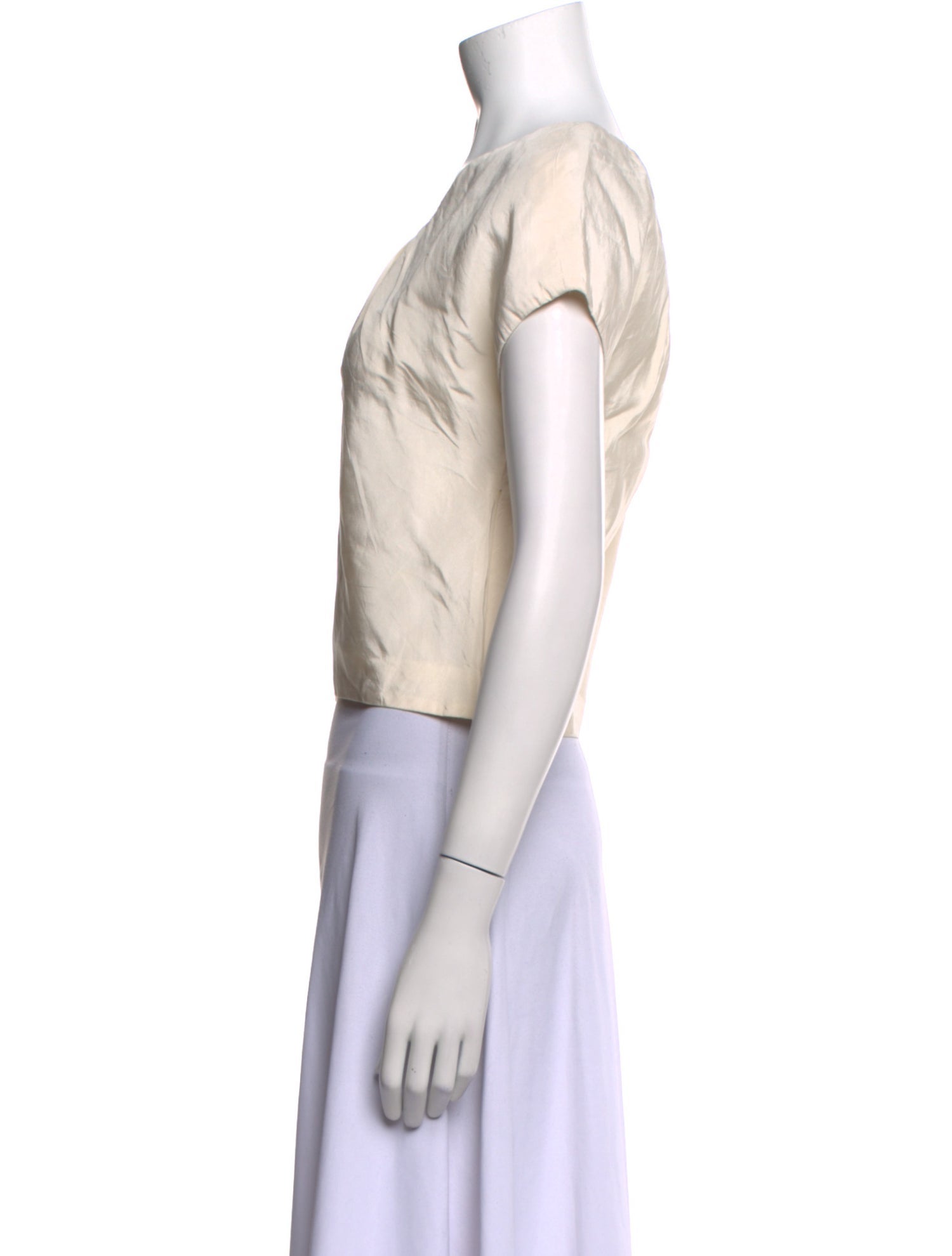 Oscar de la Renta Silk V-Neck Crop Top