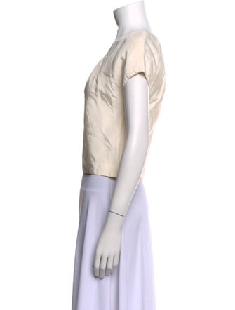 Oscar de la Renta Silk V-Neck Crop Top