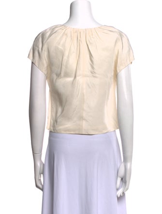 Oscar de la Renta Silk V-Neck Crop Top