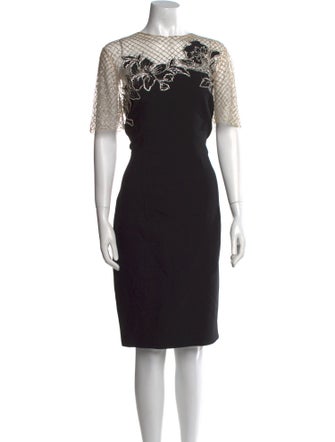 Oscar de la Renta Virgin Wool Knee-Length Dress