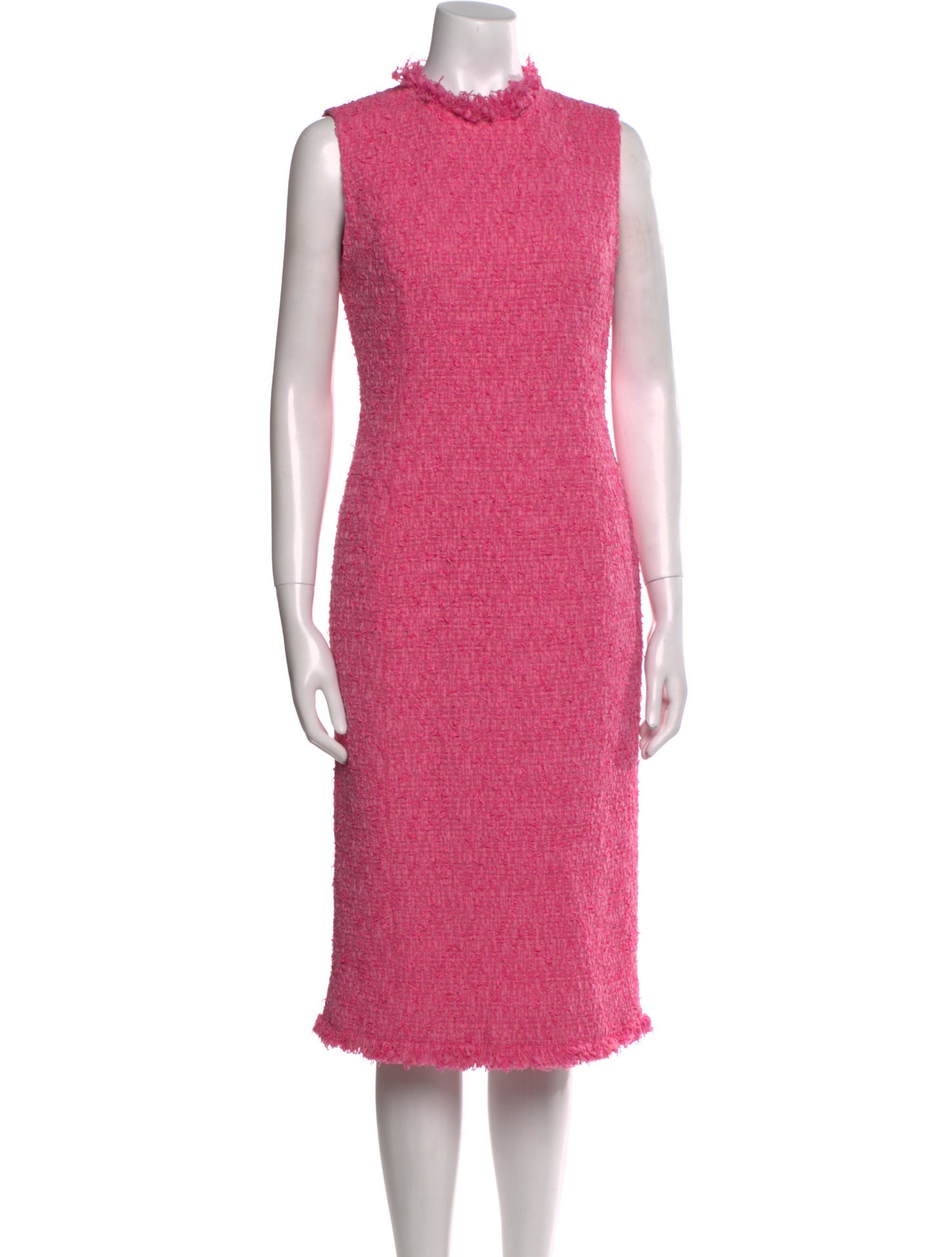Oscar de la Renta Mock Neck Midi Length Dress