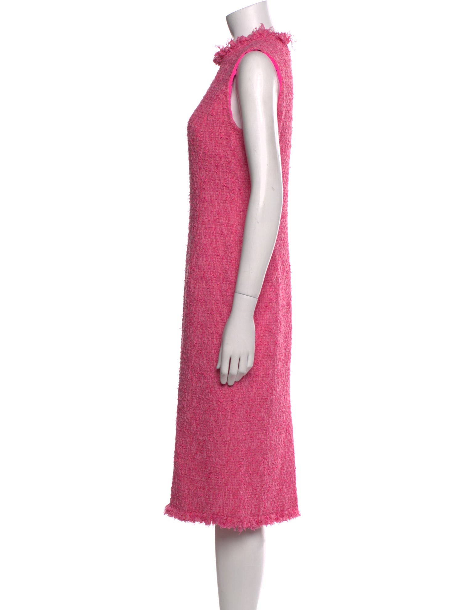 Oscar de la Renta Mock Neck Midi Length Dress