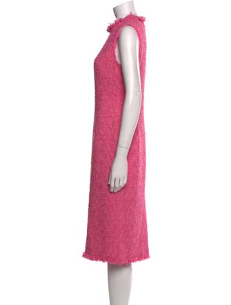 Oscar de la Renta Mock Neck Midi Length Dress
