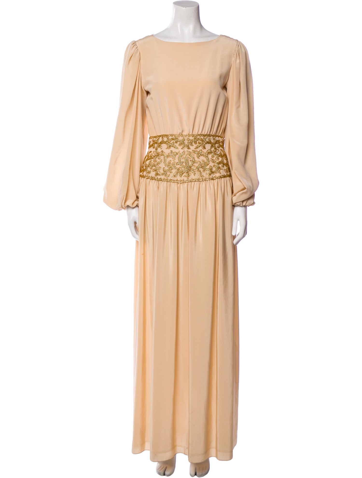 Oscar de la Renta Bateau Neckline Long Dress