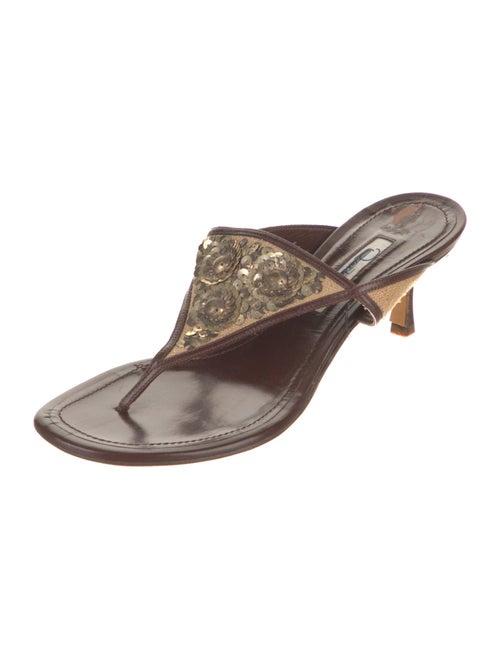 Oscar de la Renta Leather Animal Print Slides