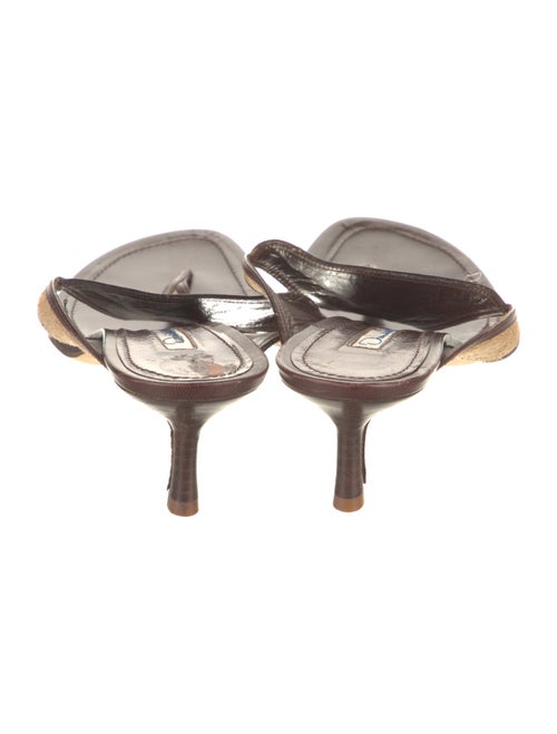 Oscar de la Renta Leather Animal Print Slides