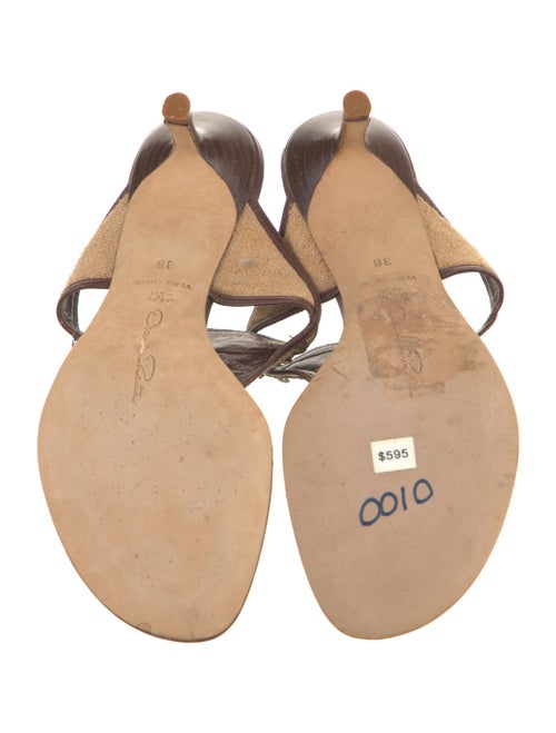 Oscar de la Renta Leather Animal Print Slides