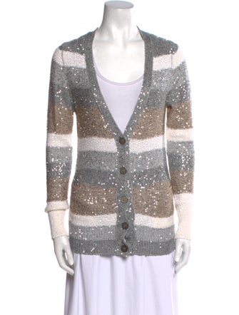 Oscar de la Renta Silk Colorblock Pattern Sweater