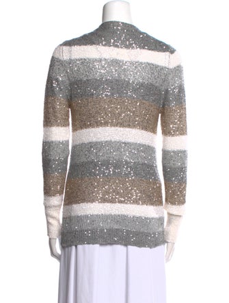 Oscar de la Renta Silk Colorblock Pattern Sweater