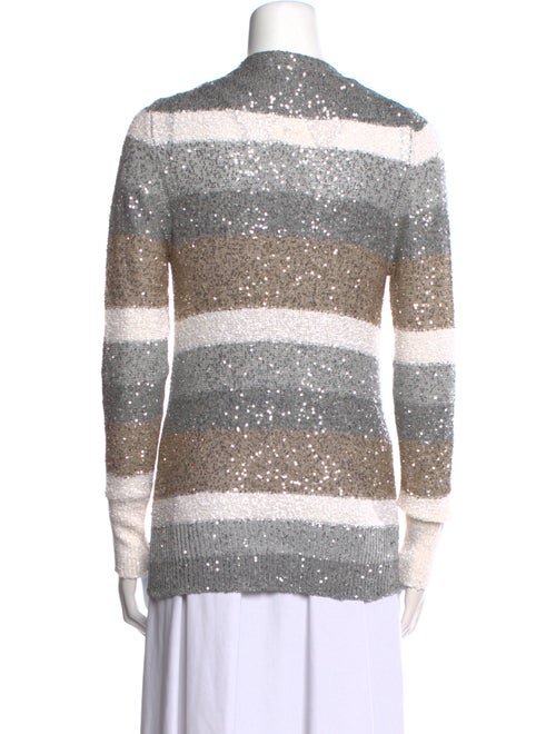 Oscar de la Renta Silk Colorblock Pattern Sweater