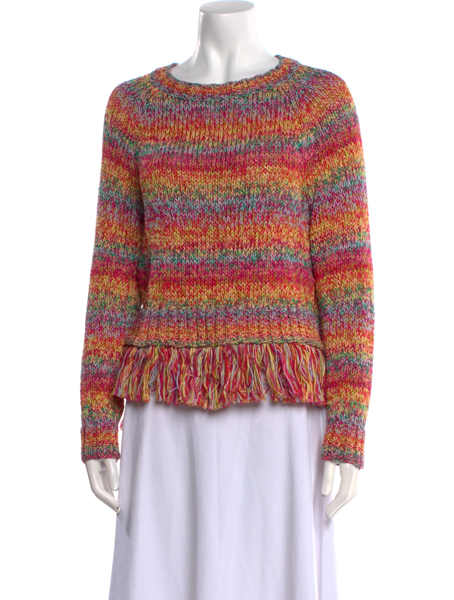 Oscar de la Renta Striped Crew Neck Sweater