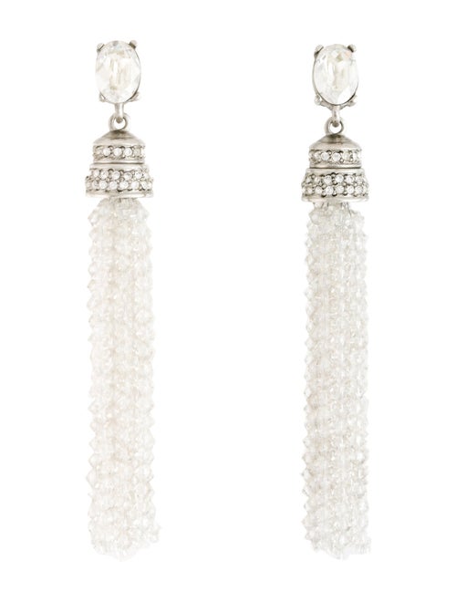 Oscar de la Renta Crystal Bead Drop Clip-On Earrings