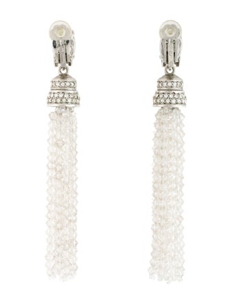 Oscar de la Renta Crystal Bead Drop Clip-On Earrings